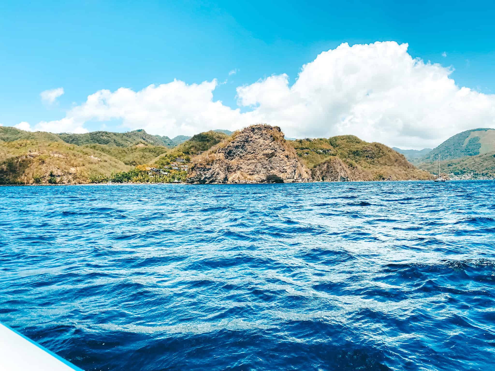 view of St Lucia coastline from a boat tour