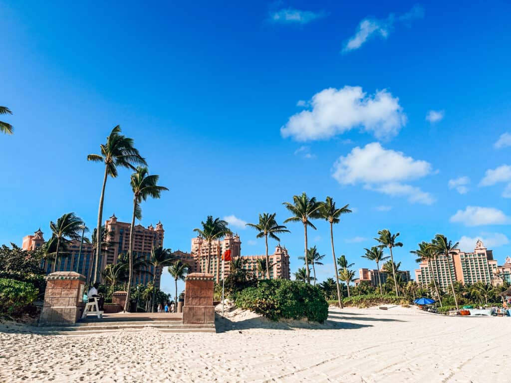 view of the atlantis resort in bahamas from the beach