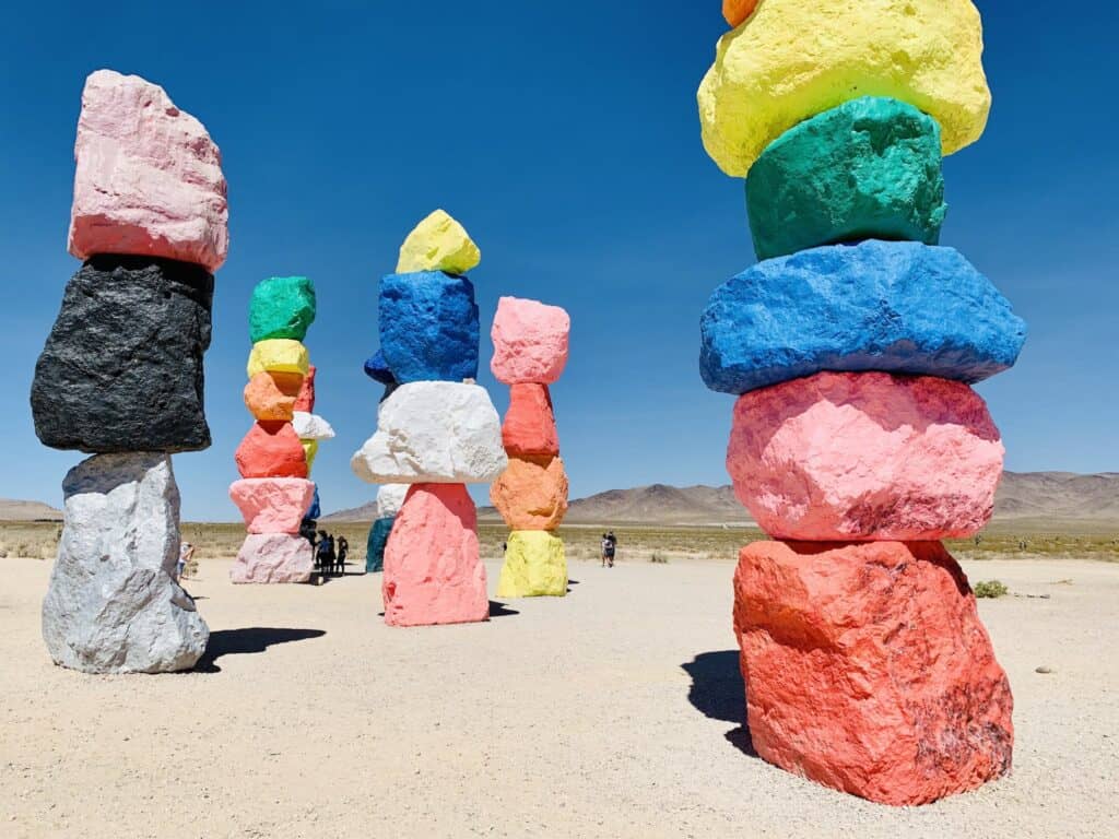 Painted Boulders Stacked on Each Other 