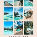 promotional pinterest image with grid of photos of the park hyatt maldives resort