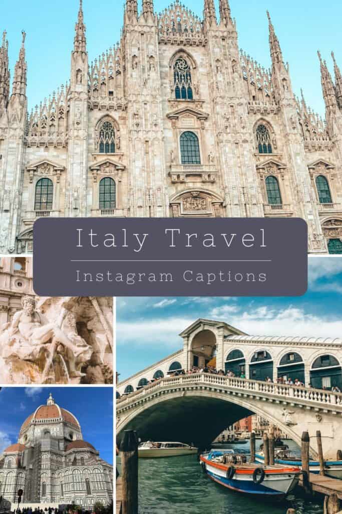 pinterest image - italy travel instagram captions with collage of photos from italy