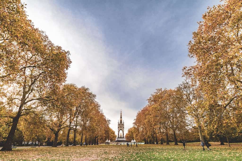 People at the Hyde Park in Autumn