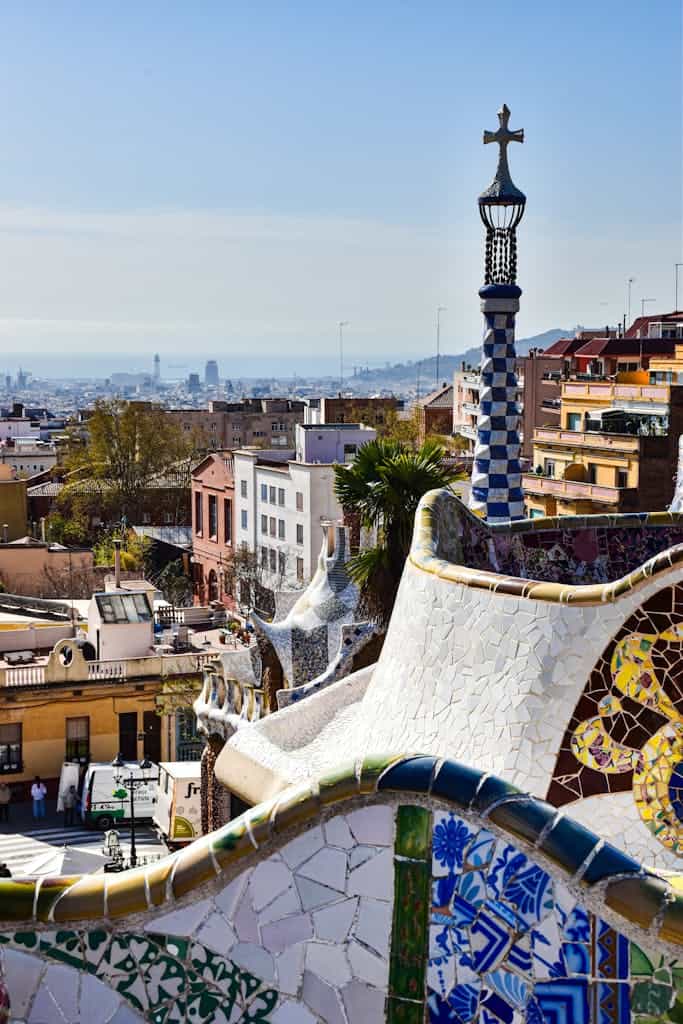 The view from the top of the park guell